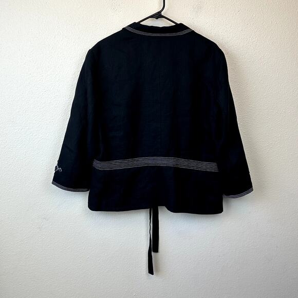 JM Collection Linen Blazer Womens 16 Beaded Black Rhinestones Party Wedding - Picture 4 of 5